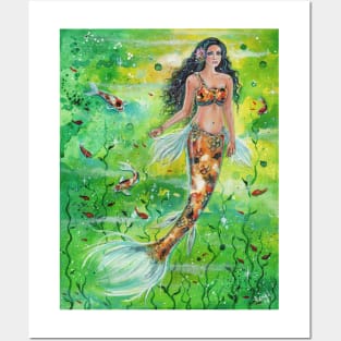 Koi Lily mermaid art by Renee Lavoie Posters and Art